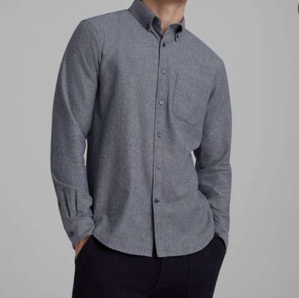 Club Monaco Slim Button Down Chambray Flannel Shirt